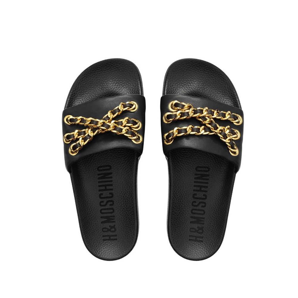 H&M X Moschino Leather Slides